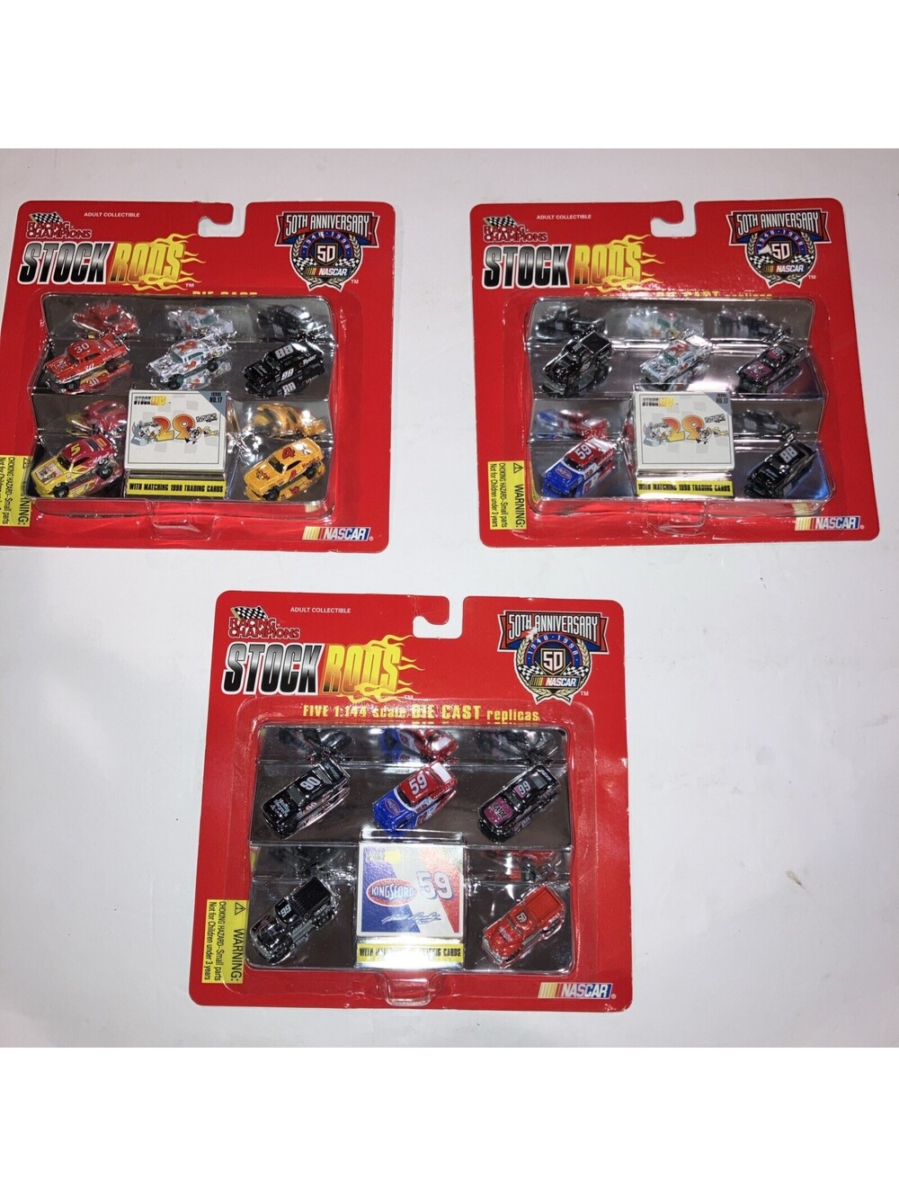 Lot Of 3 VINTAGE 1998 Racing Champions Stock Rods 1:144 NASCAR 5‑Car Set NEW